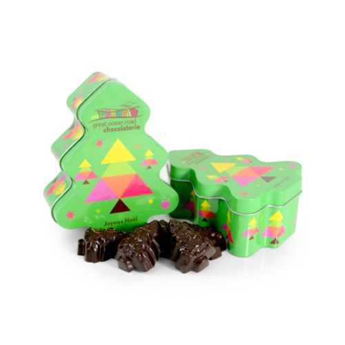 Christmas<br />Tree Tin with Solid Chocolate Trees Dark 100g